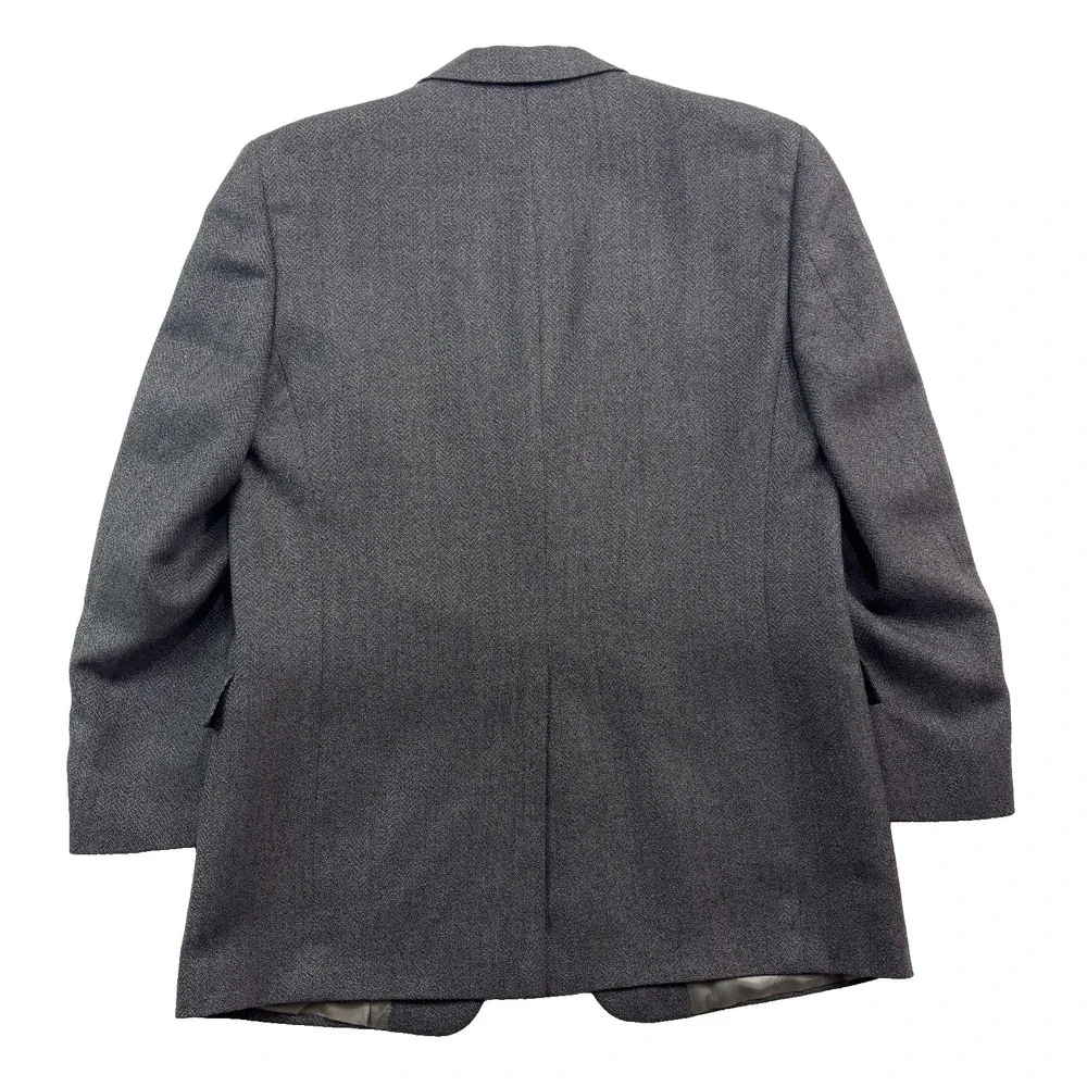 Hart Schaffner Marx‎ 42R Gray Herringbone Blazer Jacket Sport Suit Coat USA Wool